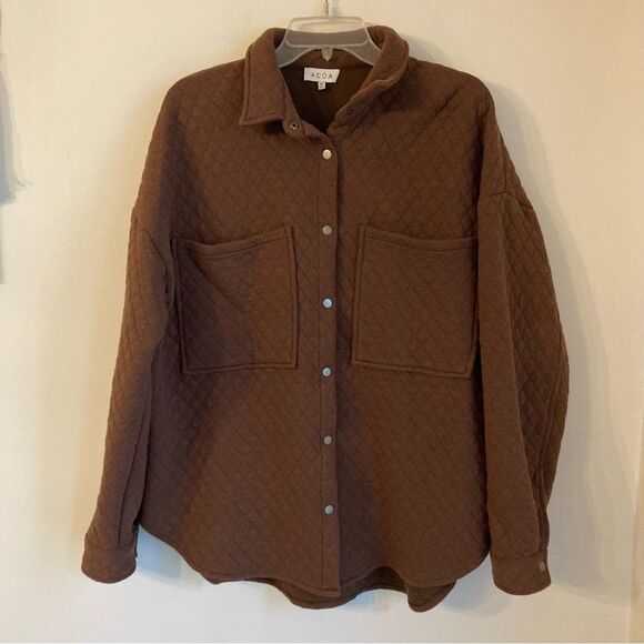acoa Jackets & Blazers - Acoa Women’s quilted jacket shacket button down brown size medium!